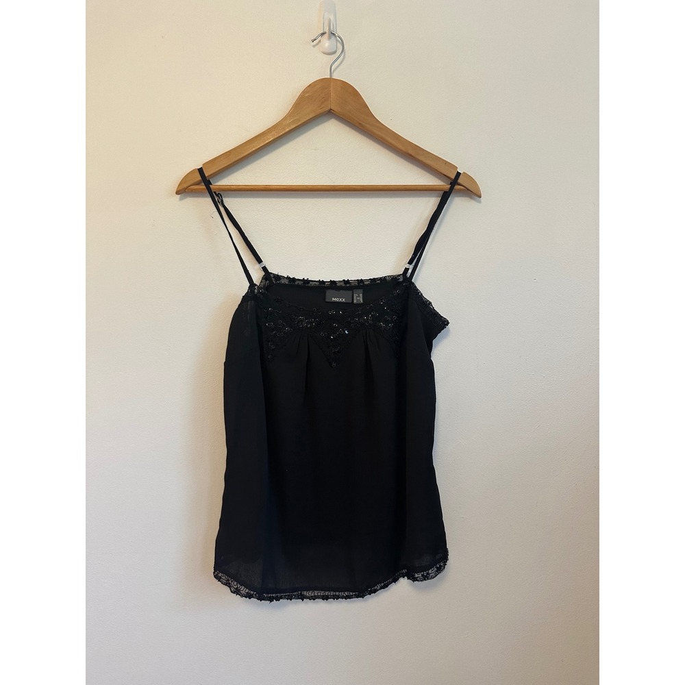Mexx Black Sequin and Lace Trim Camisole | Size 6